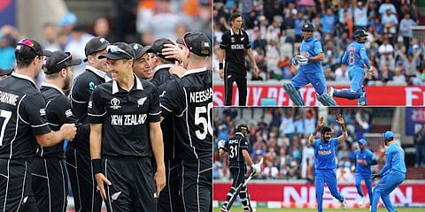 In a thrilling first semifinal at Manchester, the Kiwis trounced India by 18 runs to reach their second successive World Cup final. (Photo | AP)