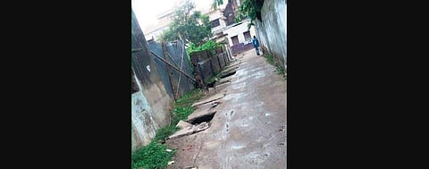 Damaged drain slabs at Jobra Pareswar Sahi in Cuttack I Express