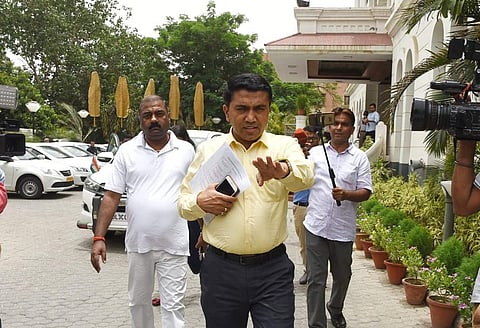 Goa Chief Minister Pramod Sawant leaves Goa Niwas in New Delhi on July 11, 2019. (Photo | Parveen Negi, EPS)