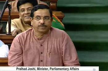 Parliamentary Affairs Minister Prahlad Joshi. (Photo | Twitter/@loksabhatv)
