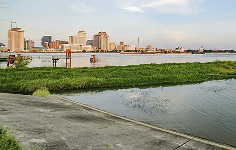 The Mississippi River approaches a levee at left in New Orleans on 11 July 2019, ahead of Tropical Storm Barry. Never in the modern history of New Orleans has water from the Mississippi River overtopped the city s levees. (Photo | AP)