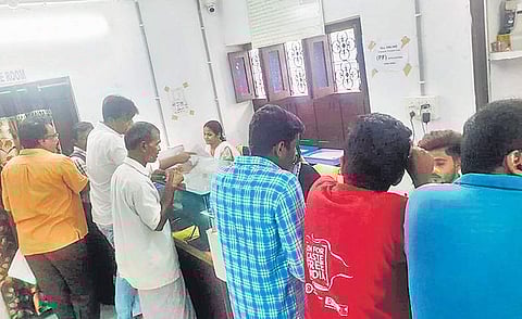 Customers at Mee-Seva centres in Hyderabad | Express