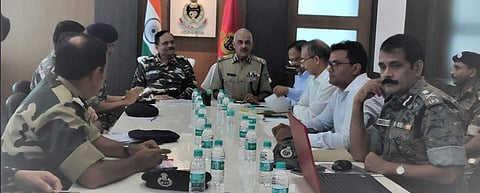 Dr.R.P.Sharma,IPS, at a meeting with Shri R.R.Bhatnagar, IPS, DGP CRPF  at camp office Bhubaneswar. ( Photo | Odisha Police, Twitter )