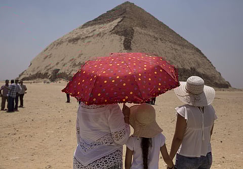 Senefru's Bent Pyramid is an ancient Egyptian pyramid located in the royal Dahshur Necropolis. (Photo | AP)