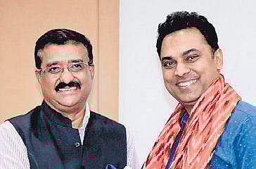 Spl Chief Secy P Acharya with Chief Economic Advisor KV Subramanian on July 13 (Photo| EPS)