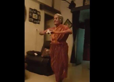 Shanta Sakkubai imitates Bumrah. (Photo | Twitter)