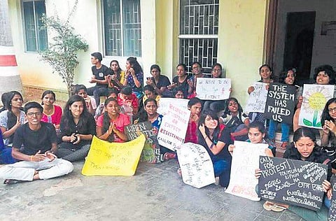 File photo of TISS students on hunger strike | Express
