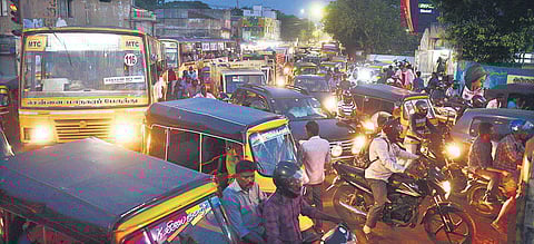 More than a lakh vehicles pass through the junction. (Photo | D Sampathkumar, EPS)