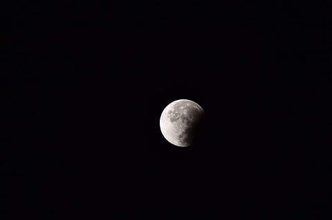 Partial lunar eclipse. (Photo | Prasant Madugula, EPS)