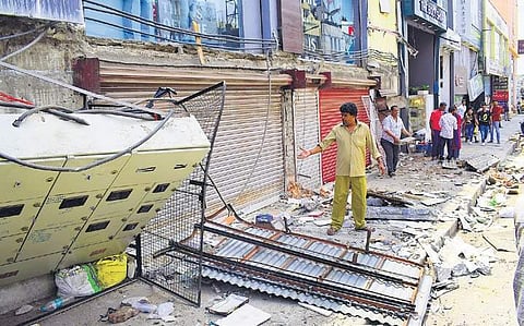 Encroachments being cleared out in Bengaluru's Kamaraj road