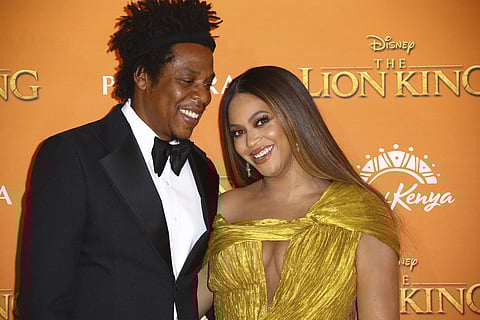 Singers Beyonce and Jay-Z at the premiere of 'The Lion King: The Gift'.