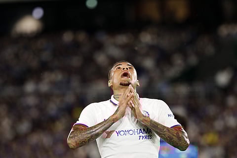 Chelsea's Kenedy reacts as he missed an opportunity to score | AP