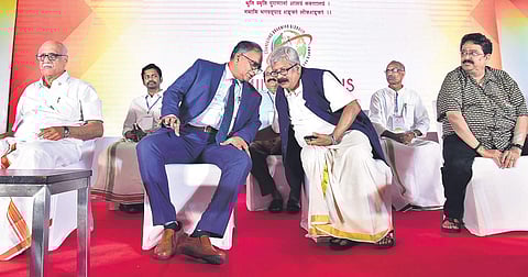 Justice V Chitambaresh, Karimpuzha Raman and actor S Ve Sekhar at the inauguration of Tamil Brahmins’ Global Meet in Kochi on Friday | Albin Mathew