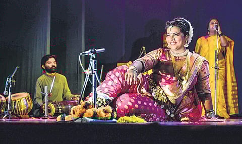 An earlier performance of Bhushan Korgaonkar and Savitri Medhatul’s Sangeet Bari, a theatrical presentation on Lavani
