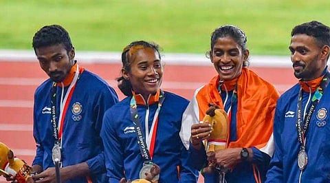 India’s mixed relay team of Mohammad Anas, Hima Das, Arokia Rajiv and M R Poovamma. (File Photo)