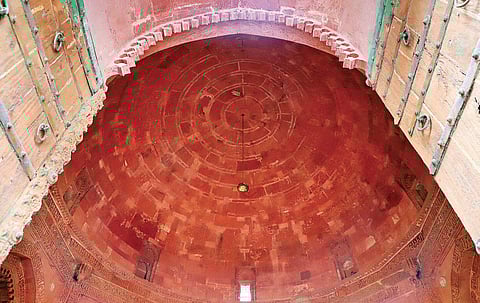 The Quranic inscriptions carved in the Khilji Masjid’s stone interiors have been restored as part of the conservation efforts at the mosque | Fatima rezavi