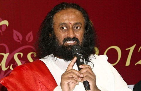 Sri Sri Ravi Shankar addressing the first convocation of Sri Sri University in Bhubaneswar. ( Photo | EPS)