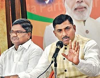 BJP’s P Muralidhar Rao speaks during a press meet on Monday, July 22 (Photo| EPS, Vinay Madapu)