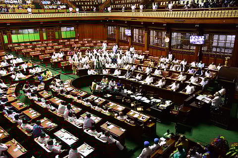 It was not before 11.30 PM that a teary-eyed Speaker Ramesh Kumar adjourned the House with a fresh deadline to conclude Trust vote process before 6 PM on Tuesday. | (Vinod Kumar T | EPS)
