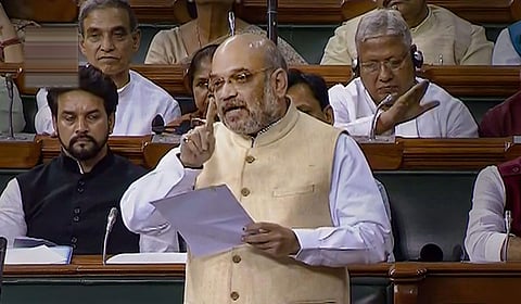 Union Home Minister Amit Shah speaks in the Lok Sabha. (Photo | PTI)