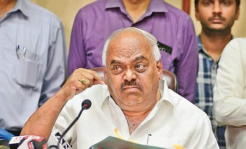 Karnataka Assembly Speaker Ramesh Kumar addressing the media on Thursday | shriram bn