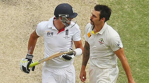 MJ almost 'punched' KP: Aussie seamer Mitchell Johnson in his autobiography revealed how he wanted to punch star English batsman Kevin Pietersen right before the start of the first Test in Cardiff in 2009. The incident happened when both teams were warming up on the field and Pietersen was intentionally hitting balls in the Australians' direction in an effort to disrupt their preparation. Johnson in his autobiography titled 'Resilient' narrated the incident and said he confronted the former England captain face to face. (Photo | AFP)
