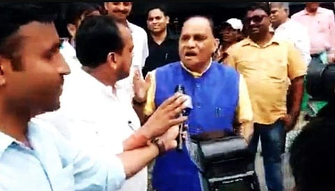 Jharkhand BJP minister CP Singh heckled Congress MLA Irfan Ansari, asking him to chant 'Jai Shri Ram', insisting he was a 'Ram wala'. (Photo | Videograb)