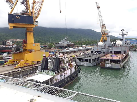 A view of INS Kadamba Base harbour in Karwar. (Photo | EPS)