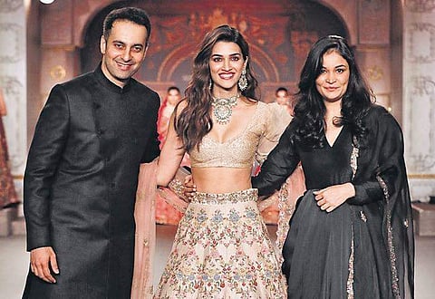 Kriti Sanon with designer duo Shyamal and Bhumika