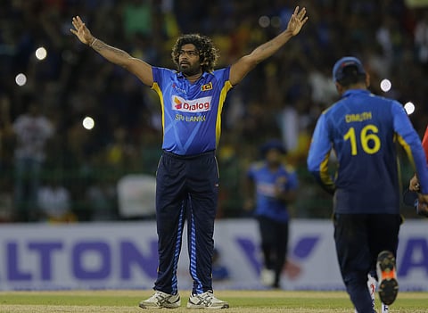 Sri Lanka's Lasith Malinga acknowledges the crowd after his country defeated Bangladesh by 91 runs in the first one-day international match in Colombo, Sri Lanka, Friday, July 26, 2019. | AP