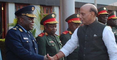Defence Minister Rajnath Singh in Maputo, Mozambique. | ( Photo | Rajnath Singh Twitter )