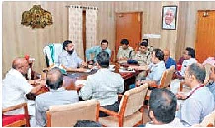 Devaswom Minister Kadakampally Surendran with officials on Saturday