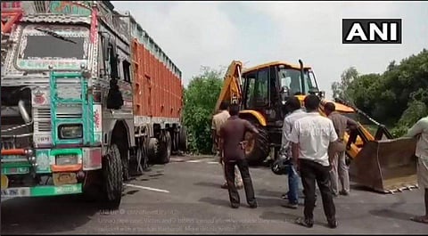 The car had collided head-on with a truck (Photo | ANI Twitter)