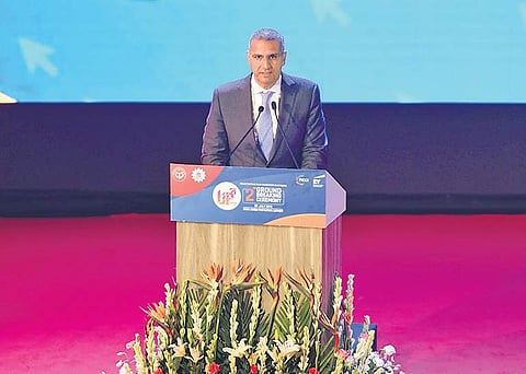 Ahmed ElSheikh, president and CEO, PepsiCo India, speaks at the Uttar Pradesh govenment’s second Ground Breaking Ceremony in Lucknow on Sunday. (Photo | EPS)