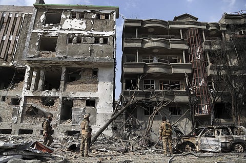 A complex attack against the office of the president's running mate and a former chief of intelligence service Amrullah Saleh on Sunday in the capital Kabul, killed scores of people, an official said on Monday. (Photo | AP)