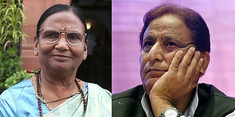 Samajwadi Party MP Azam Khan (right) triggered uproar in the Lok Sabha on 25 July 2019 with this remark on Deputy Speaker Rama Devi. (Photos | EPS,PTI)