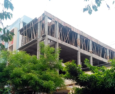 Construction of a building stopped mid way for want of sand in Visakhapatnam