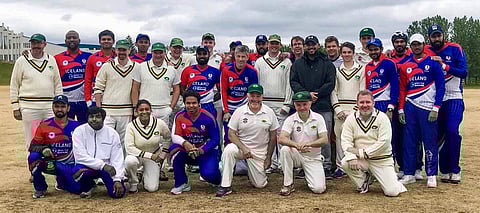 Due to the extreme weather conditions, there are no regular cricket turfs in the country. The players spend a few hours at the football fields in the capital city during the summer months, hoping to sharpen their game. (Photo | Iceland Cricket Twitter)