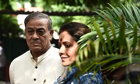 Rajya Sabha MP Sanjay Sinh with his wife Amita Singh. (Photo | Parveen Negi, EPS). (Photo | Parveen Negi, EPS)