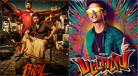 L-R: Vijay in Bigil; Dhanush in Pattas.