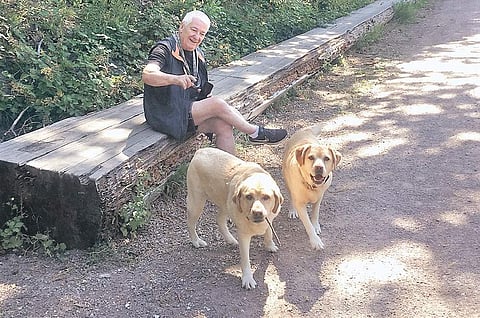 Mia and Tara with their owner in Germany