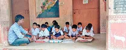 Tutor teaching at the Jagatsinghpur  school (Photo |EPS)