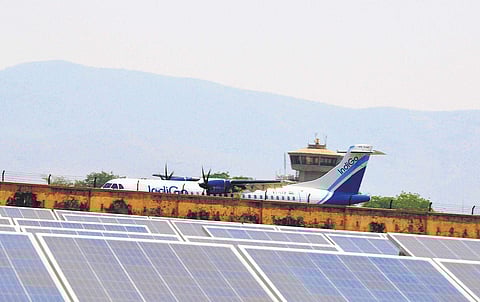 A view of the newly set up solar power plant at Tirupati airport | Express
