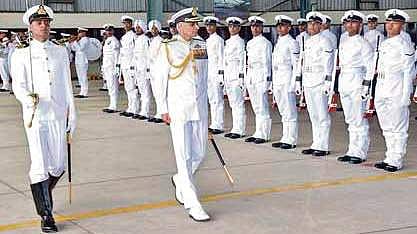 Chief of Naval Staff being presented the Guard of Honour on his arrival at the Southern Naval Command in Kochi on Friday
