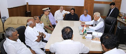 Rebel MLAs from JDS and Congress party submitted a copy of resignation to the Governor Vajubhai Vla at Raj Bhavan in Bengaluru on Saturday. | Express Photo Services