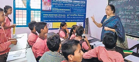 As part of an initiative by an AIIMS doctor, senior citizens are roped in to teach young children at schools.  ( Photo | EPS)