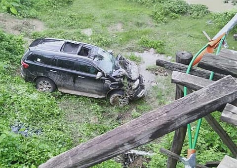 The SUV in which the MLA's daughter and her friend were travelling. (Photo | EPS)