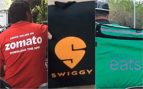 Online food delivering platforms Zomato, Swiggy and Uber Eats.