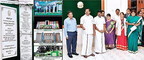 Chief Minister Edappadi K Palaniswami inaugurating Government Medical College in Karur through video conferencing from Secretariat on Wednesday | Express