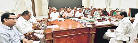 CM K Chandrasekhar Rao at a review meeting on electricity at Pragati Bhavan in Hyderabad on Wednesday ,July 31(Photo| EPS)